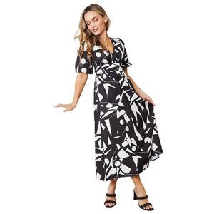 🎁25% Off Bundles🎁  Surplice Balloon Sleeve A-line Dress Black White Sz Medium